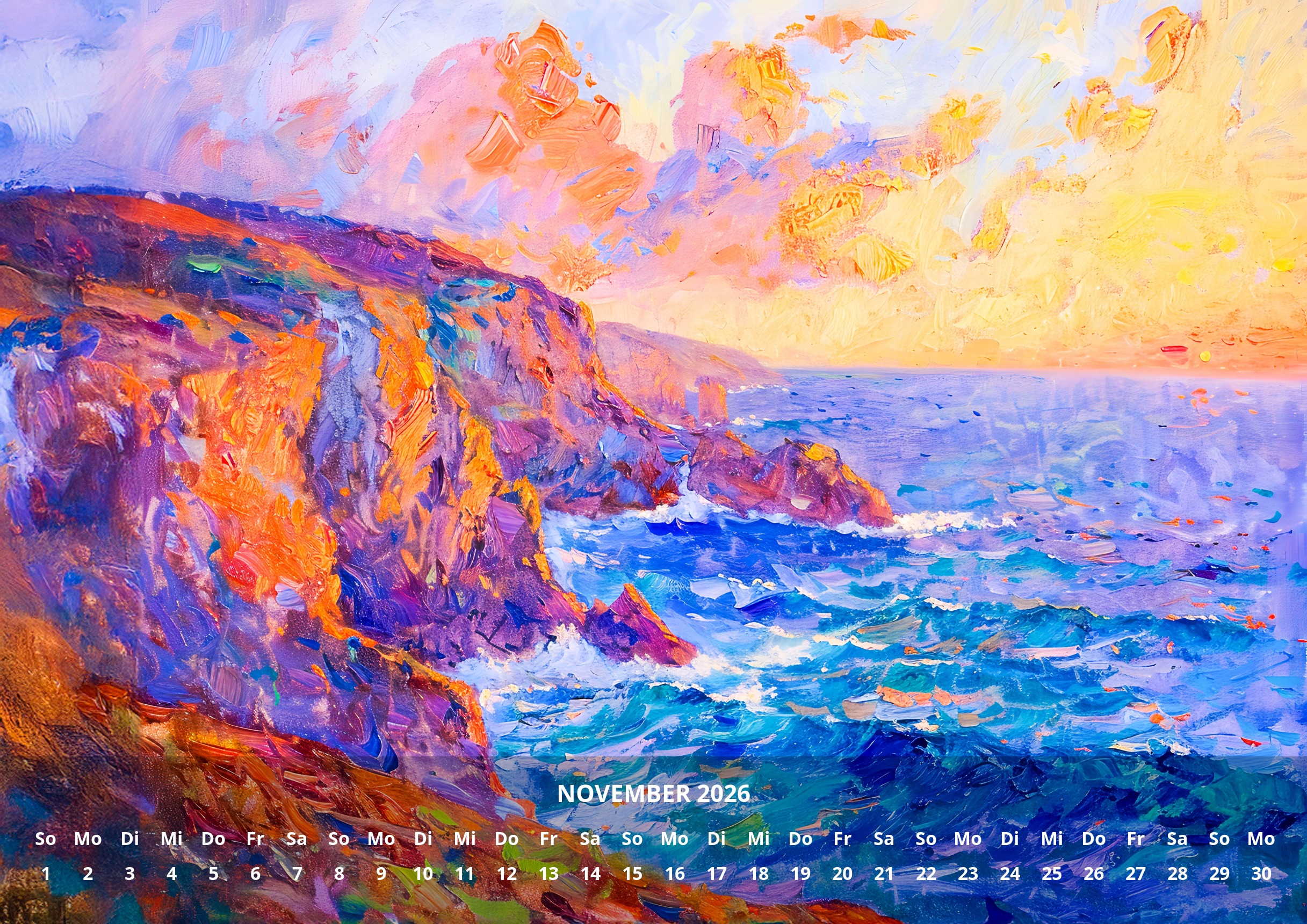 raxxa Premium-Monatskalender Tag Am Meer Impressionismus 2026 – Bild 13