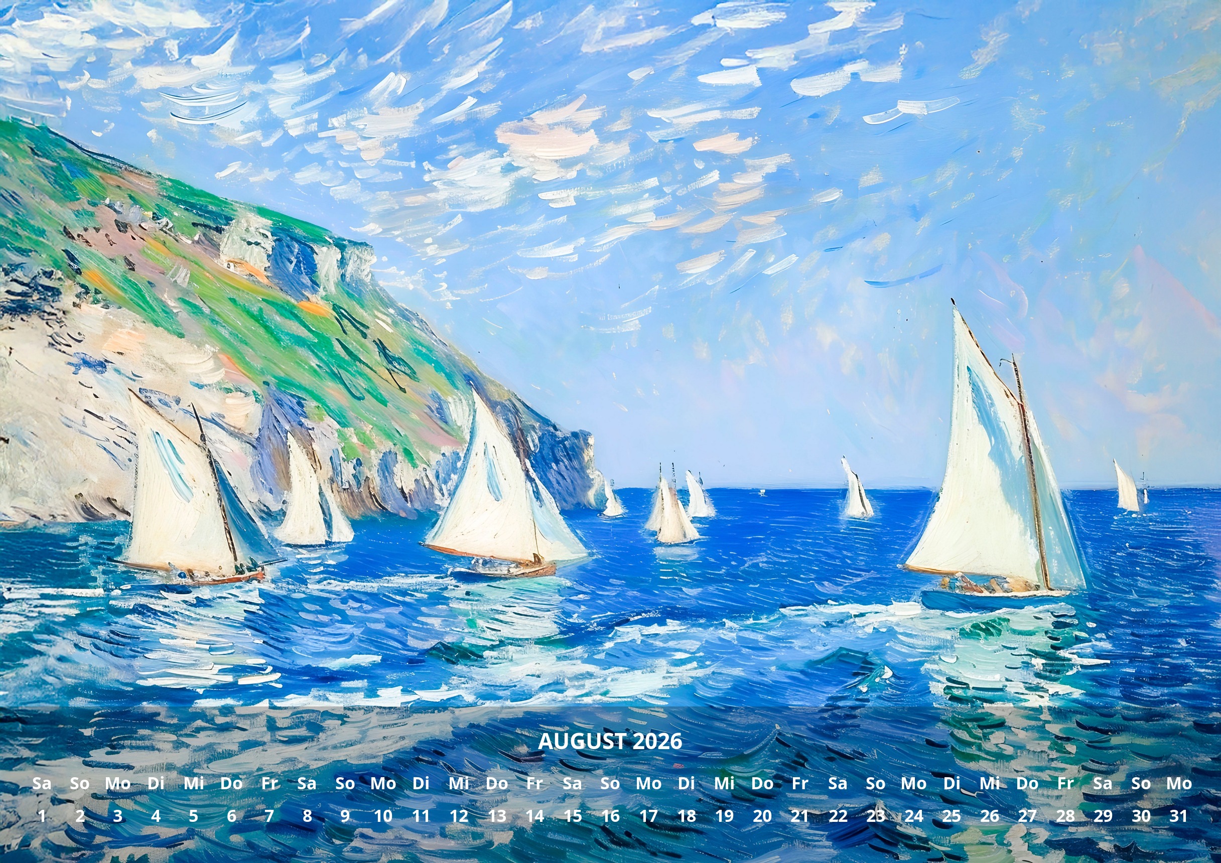 raxxa Premium-Monatskalender Tag Am Meer Impressionismus 2026 – Bild 10
