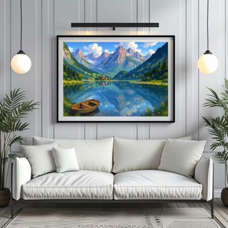 Poster: See in den Alpen im Anime Stil