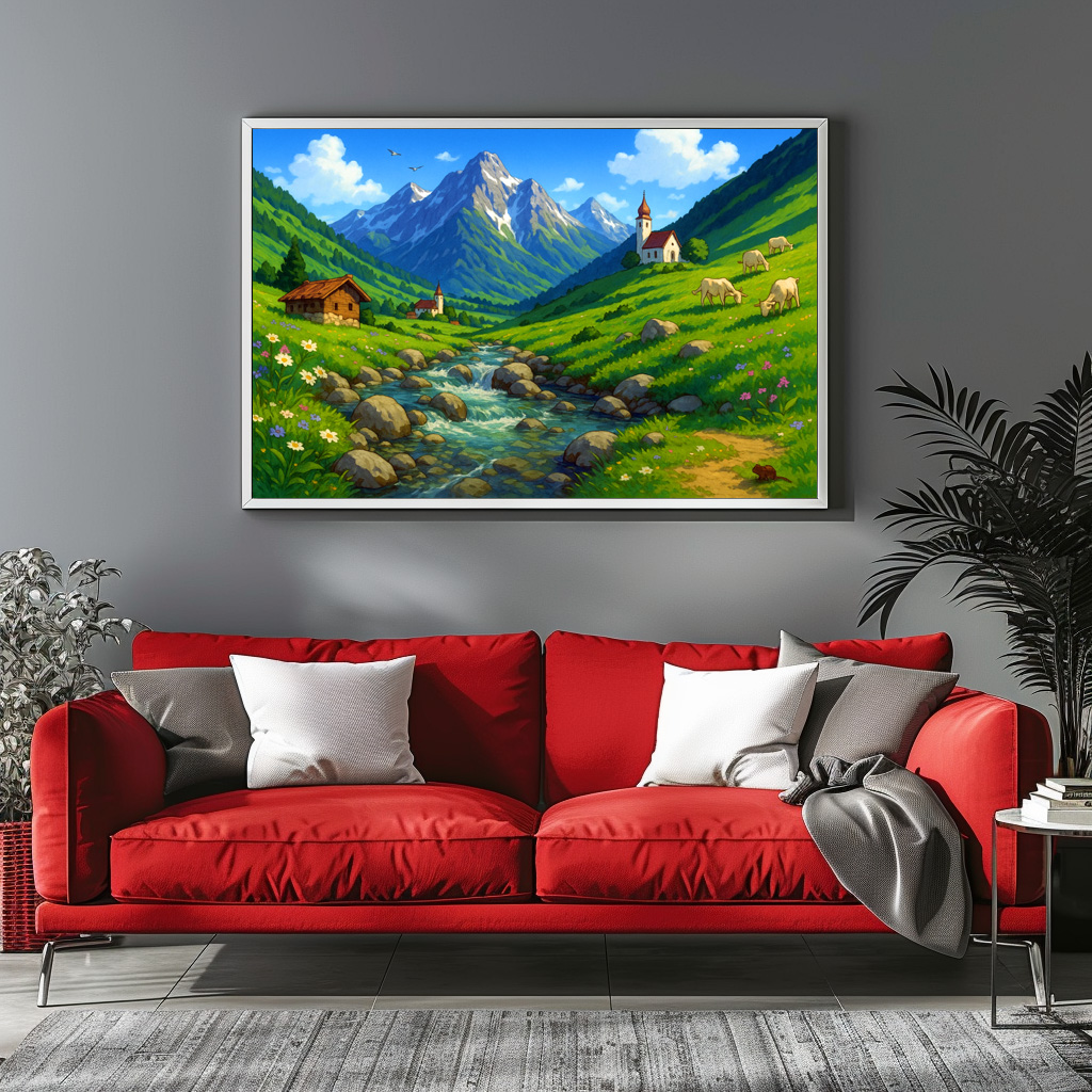 Poster: Bachlauf in den Alpen im Anime Stil – Bild 2