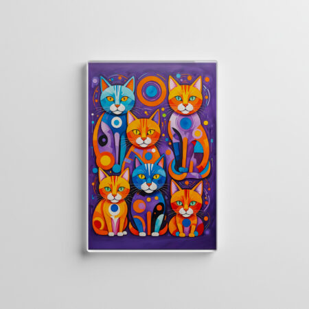 raxxa Glas-Magnet: Colorful Cubist Cats Artwork